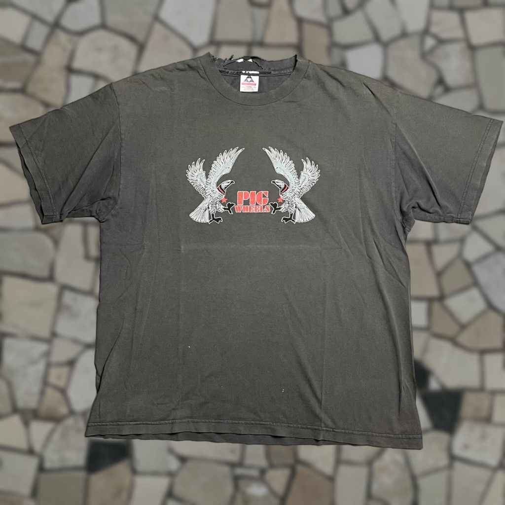 Vintage Pig Wheels Tum Yeto Skate Skateboarding T Shirt Xl Gray Cotton Short Sleeve Men Regu Hoodie, Sweatshirt