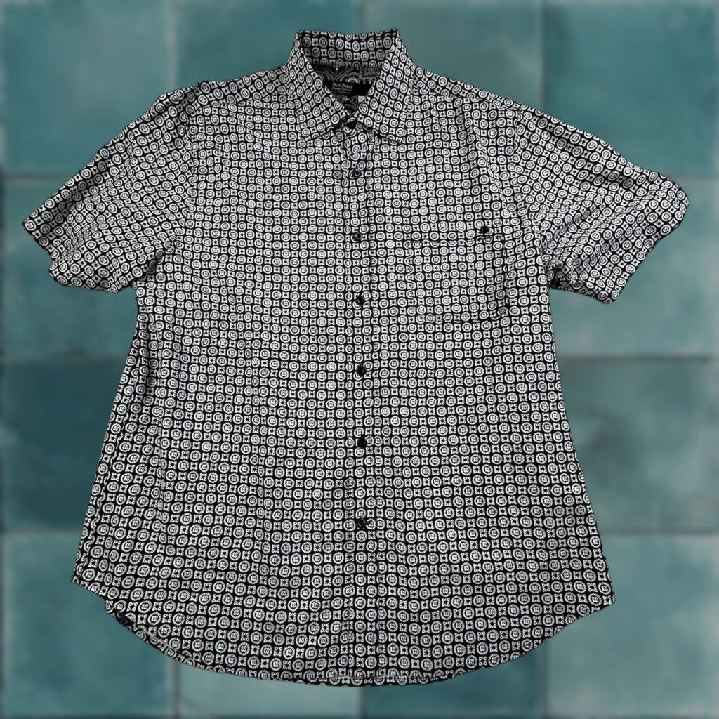 Nast Vintage Nat Nast Shirt Men Large Blue Geometric 50 Clock Club Silk Bowling Hipster Shirt