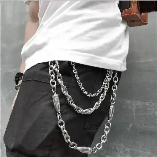Jewelry 3 Layers Punk Long Metal Wallet Belt Chain