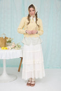 Floral Embroidery Scallop Trim Knit Pullover Sweater