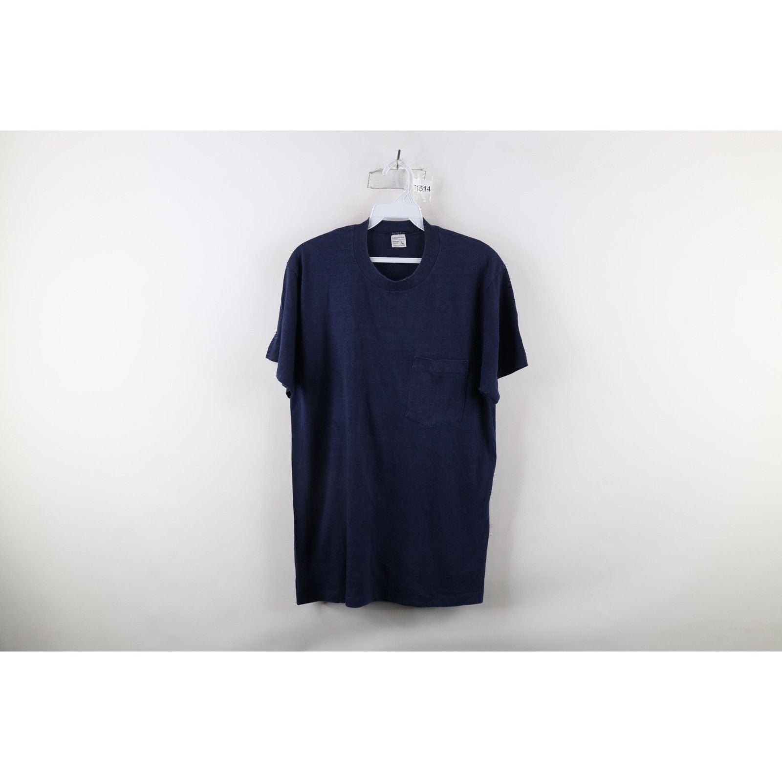Vintage 60s 70s Streetwear Faded Blank Pocket T Shirt