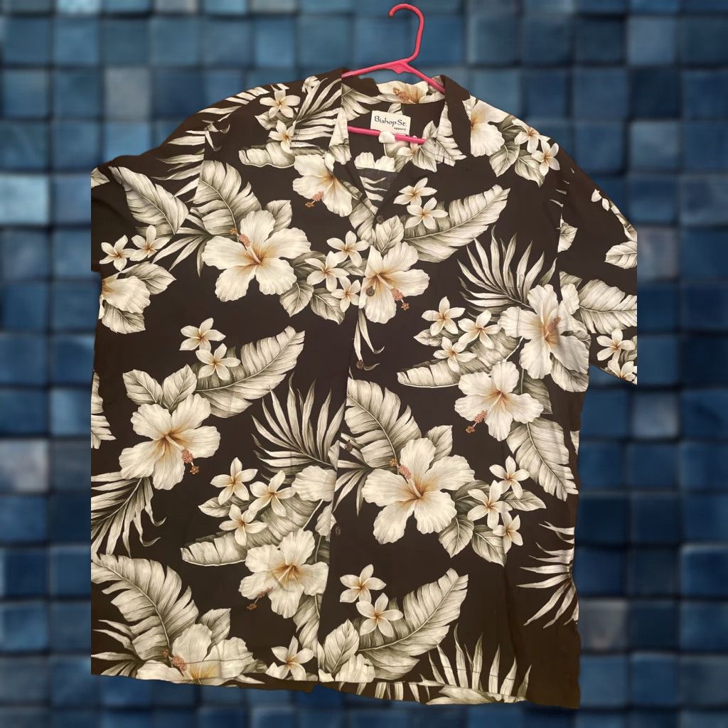 Vintage Bishop Street Apparel Hawaiian Shirt Men Big Tall Xxl Tropical Floral Reversible 90s