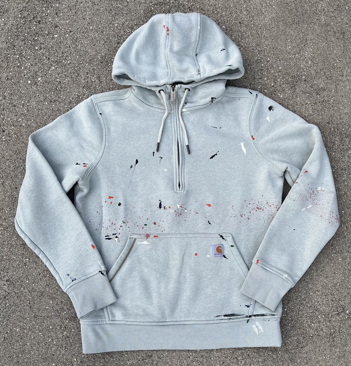 Custom Carhartt Hoodie Painted Reworked 1 4 Zip Up Mockneck