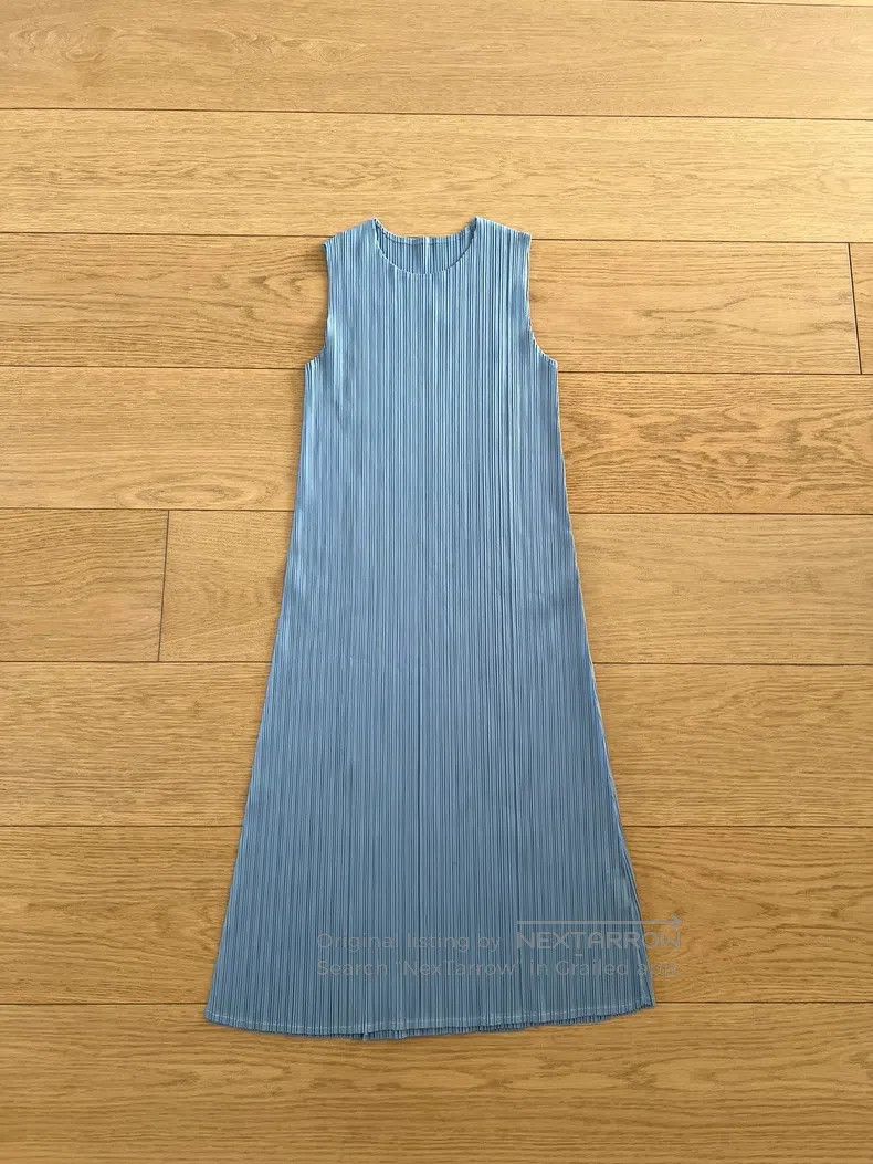 Miyake Issey Miyake Size One Size Haze Blue Pleated Sleeveless Dr T-Shirts, Hoodie, Sweatshirt | AU16VibeMintTees.com