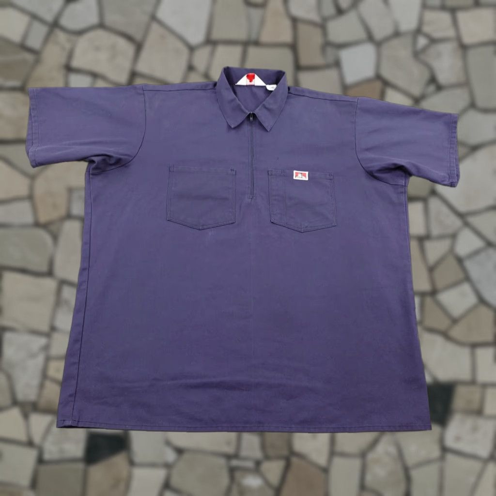 Davis Vintage Ben Davis Shirt Mens 2xl Navy Blue 1 2 Zip Work Pullover Usa 90s Casual