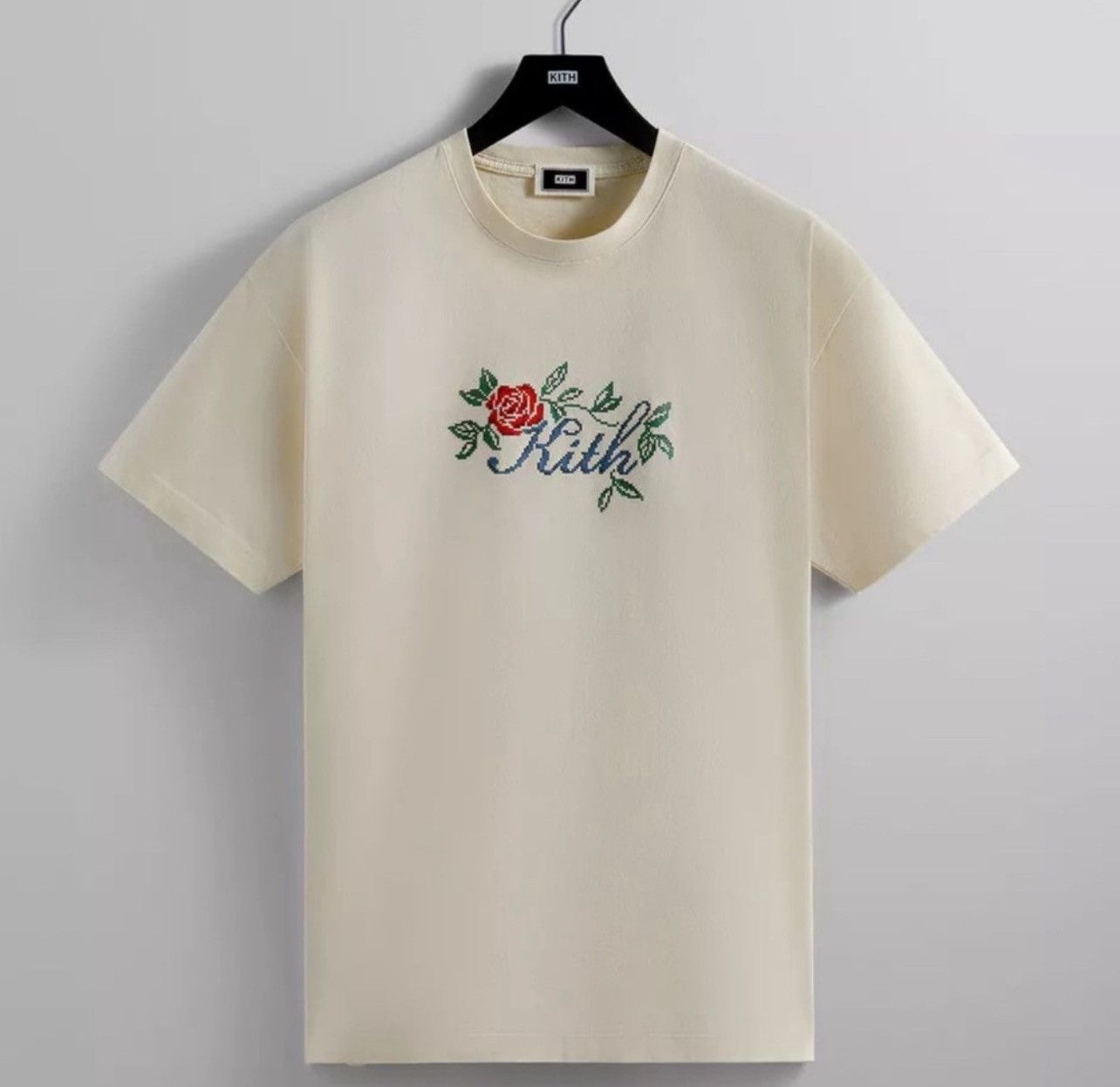 Kith Script Needlepoint Tee Sandrift Size 2xl T Shirt Hoodie, Sweatshirt | FlexRushtees.com