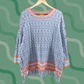 Vintage Ruby Rd Sweater Shirt 3xl Women Blue Crewneck Aztec Pattern Knit Pullover Long Sleeve Acryli