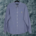 Lauren Vintage Ralph Lauren Custom Fit Shirt Mens 2xl Blue Mini Check 90s Preppy Classic Butto