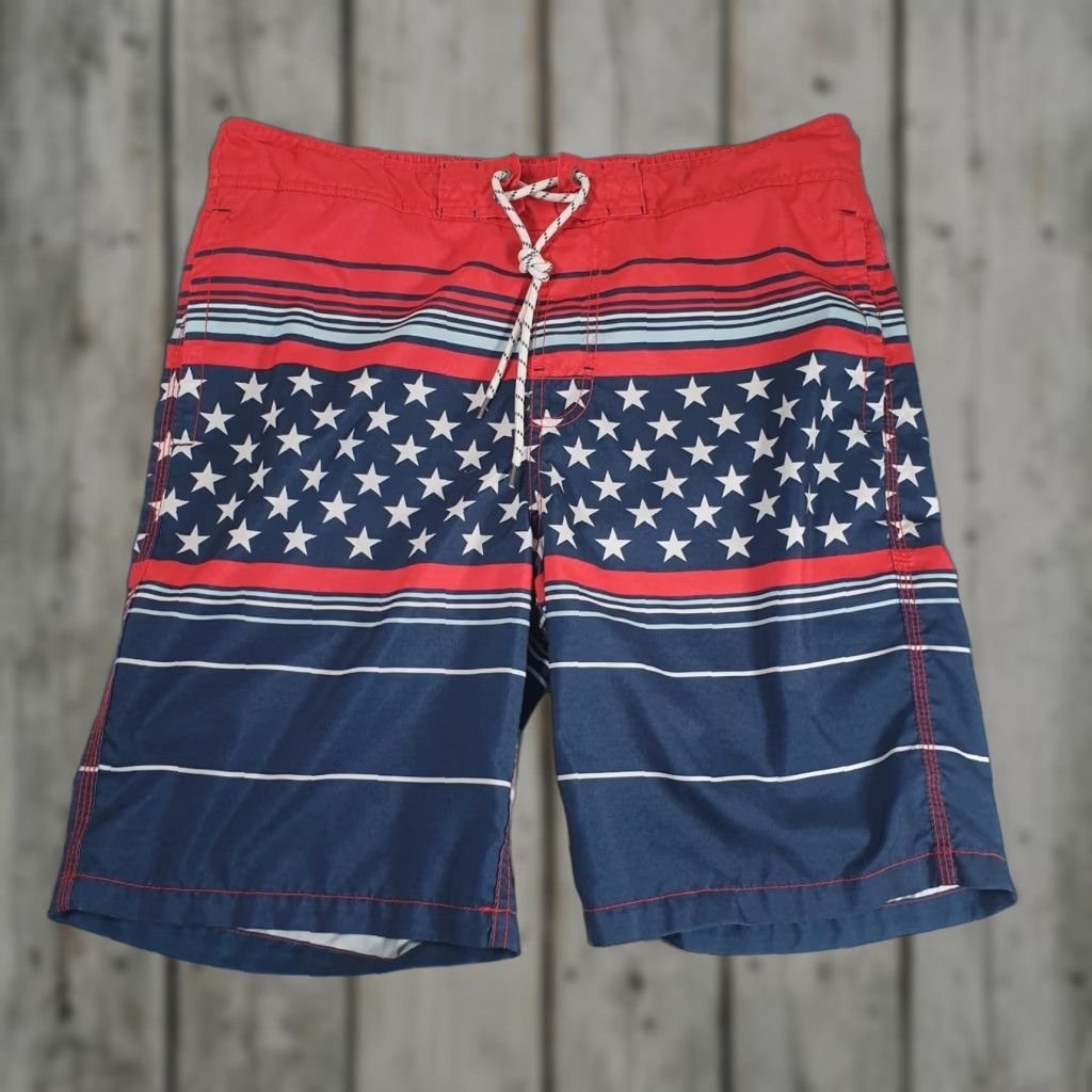 Vintage Goodfellow M 36 In Waist Men Swim Trunks Patriotic Surf Picnic Vacation Pool
