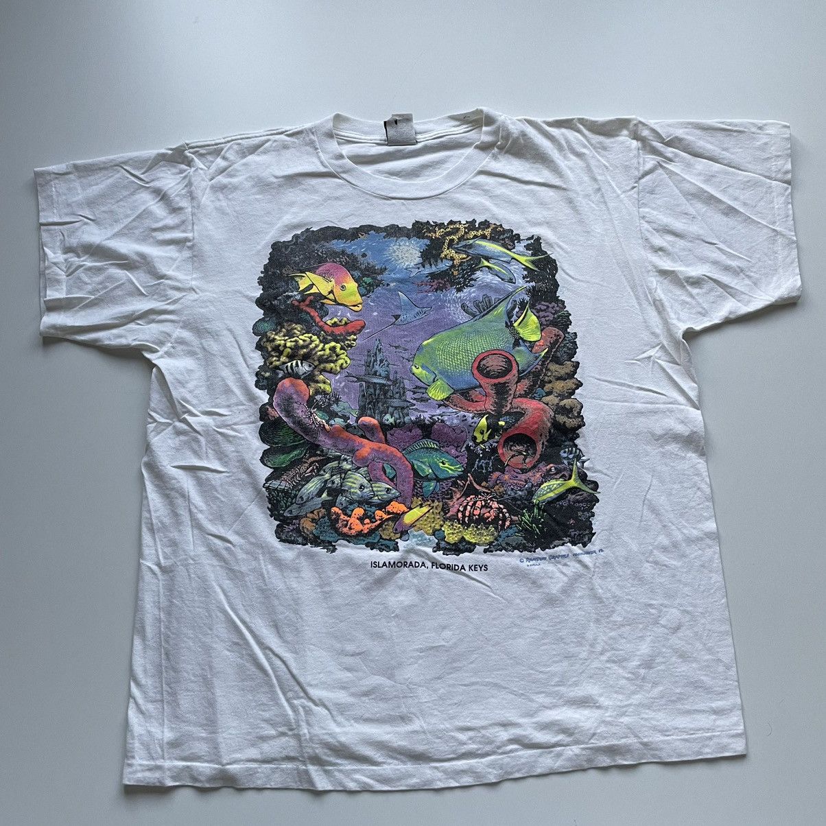 Vintage 1990s Ocean Wild Life Fish Art Graphic T Shirt 2xl Hoodie, Sweatshirt | FlexRushtees.com
