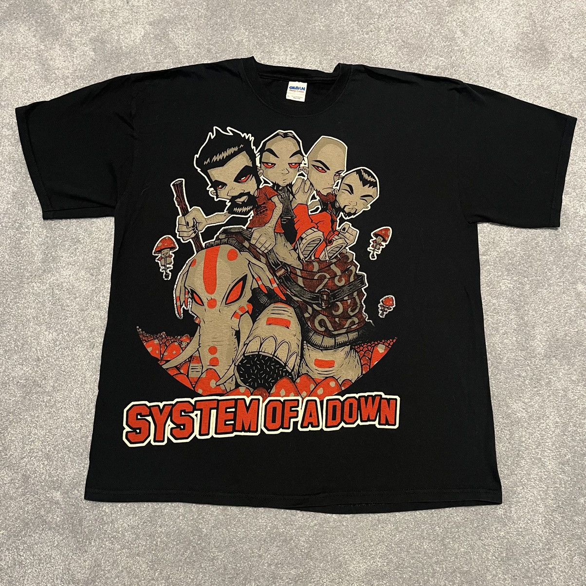 Band Tees Vintage 2000s System Of A Down Mushroom Graphic Band T Shirt Hoodie, Sweatshirt | FlexRushtees.com