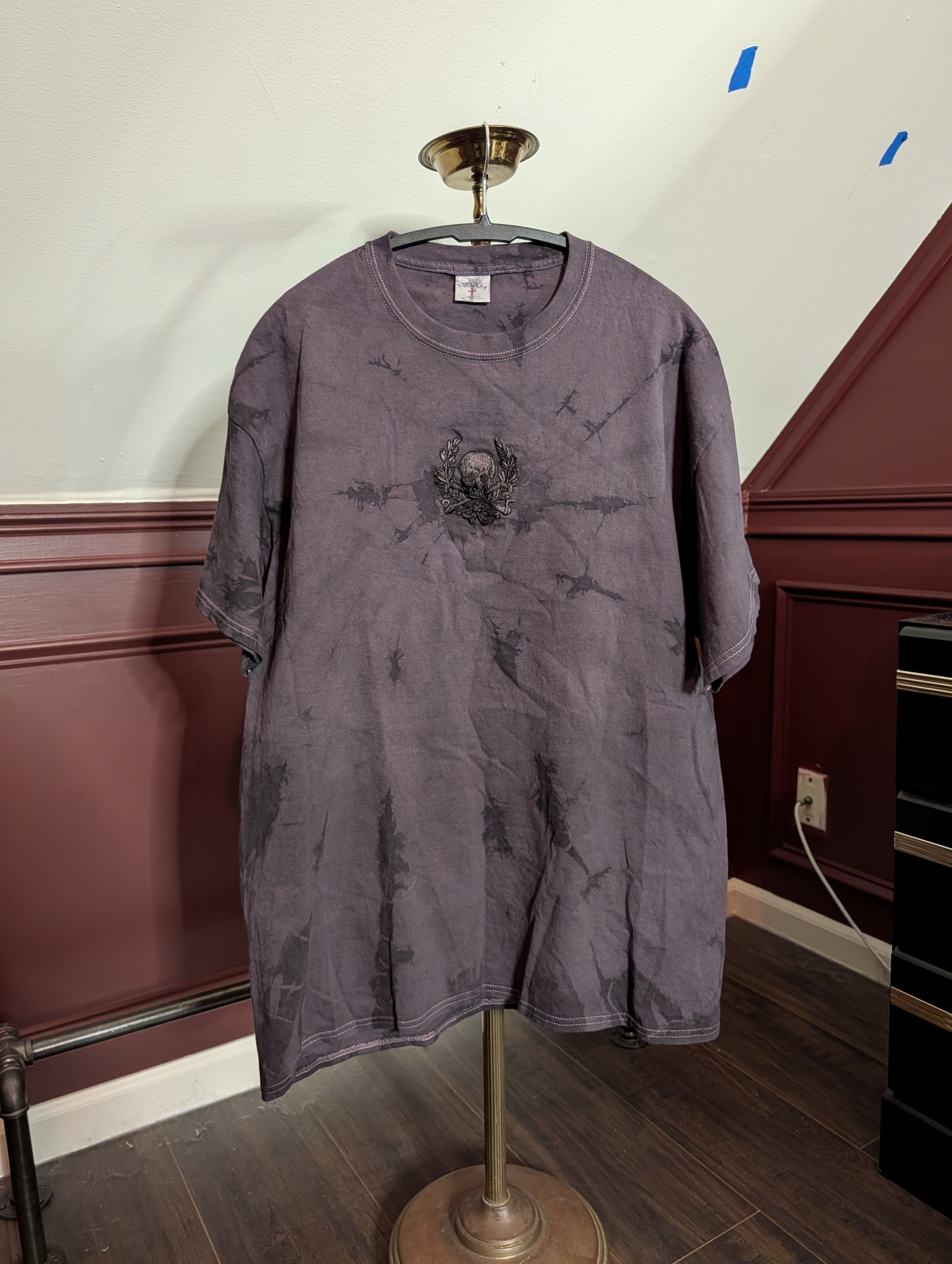 Noah Purple Tie Dye Jolly Roger Embroidered Graphic T Shirt