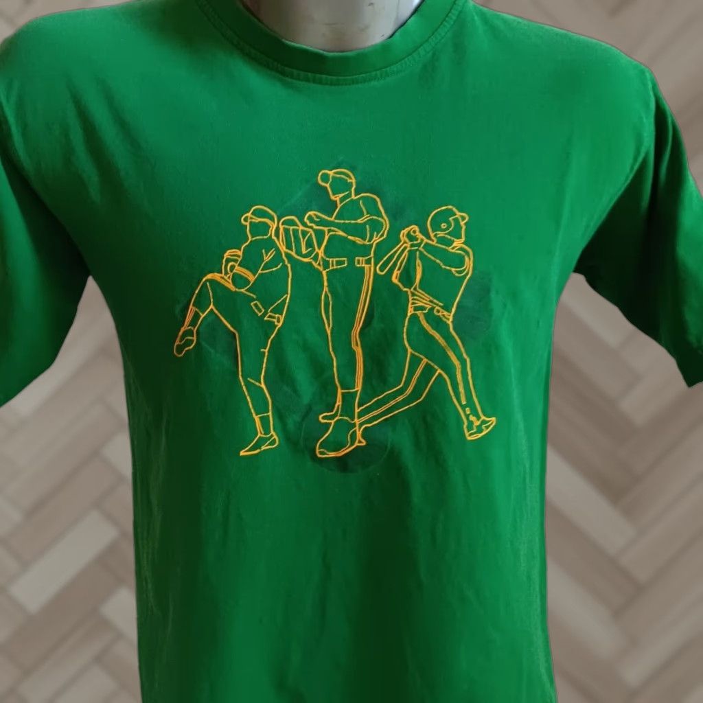 Vintage Starter Men S T Shirt Small S Green Y2k 2000 Baseball Pitcher Logo Graphic Cotton