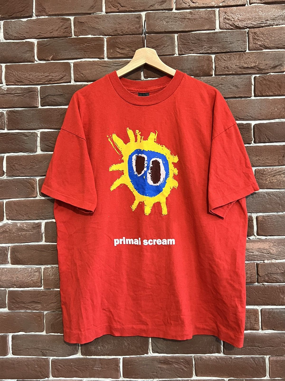 Band Tees Vintage 90s Primal Scream Screamadelica Rock Band Red Tee Xl Hoodie, Sweatshirt | FlexRushtees.com