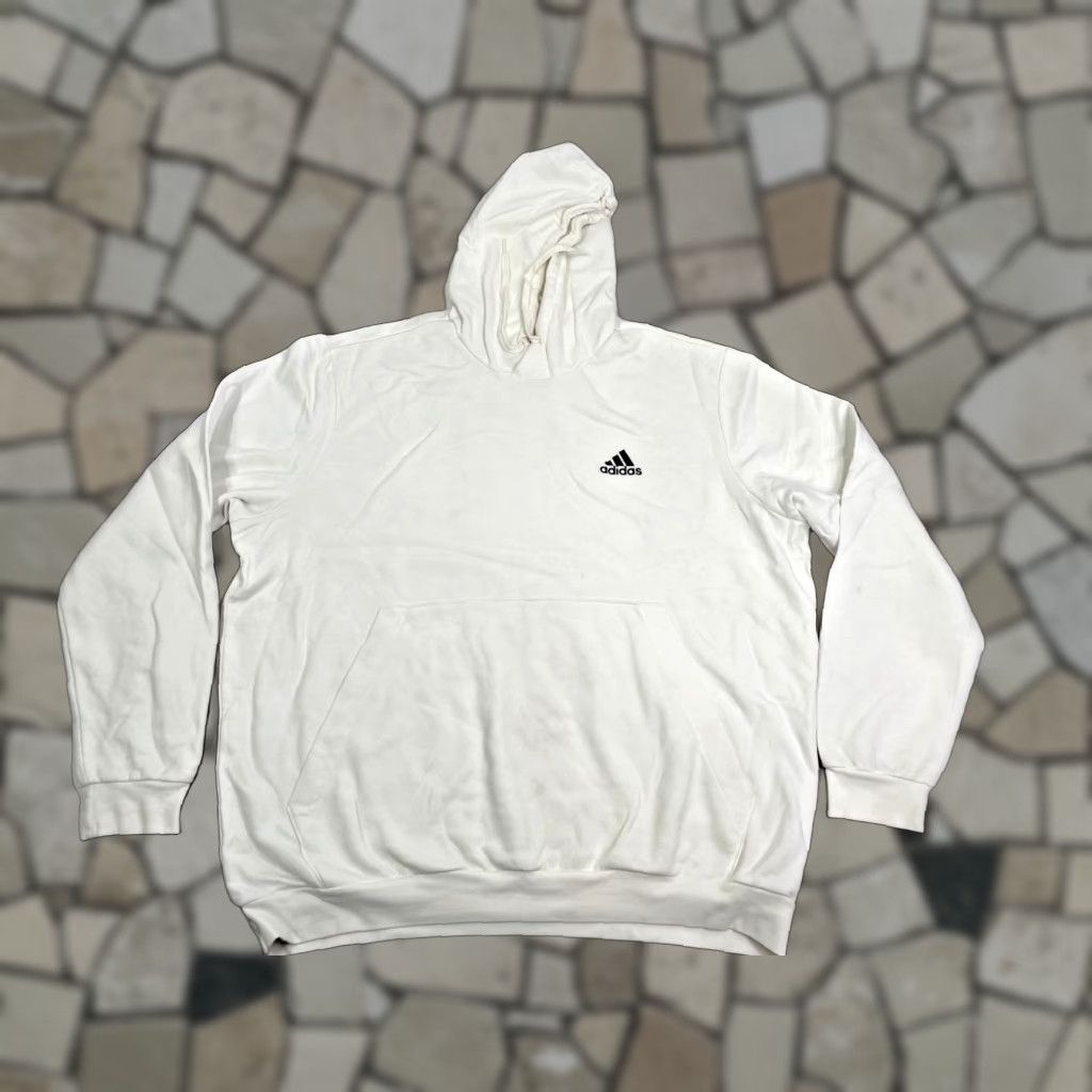 Adidas Mens 2xl White Hoodie Sweatshirt Pullover Hooded Drawstring Pockets Shirt Hoody Game S