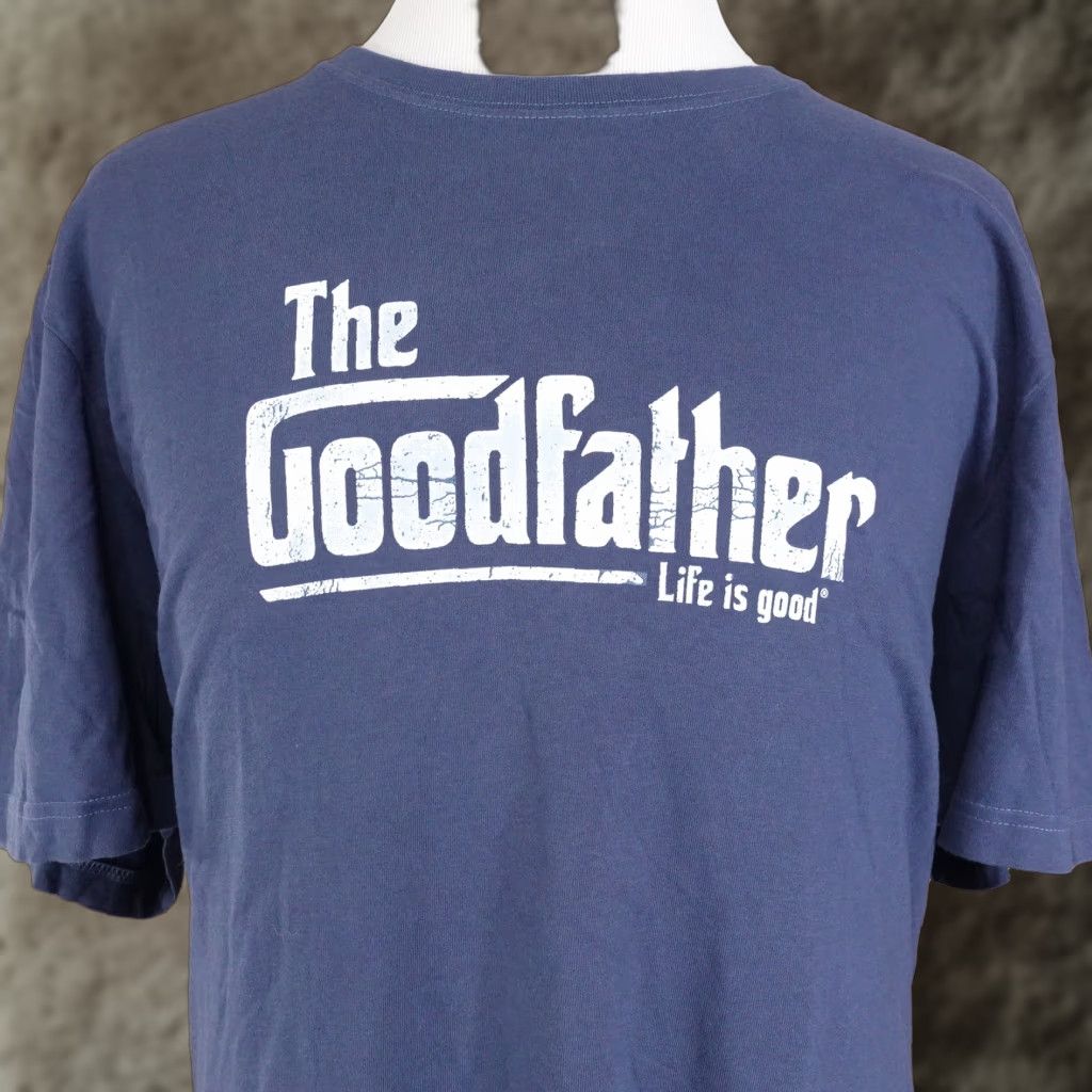 Is Good Life Is Good The Goodfather Crusher Tee Mens 2xl Blue Crew Neck Short Sleeve Adult Size