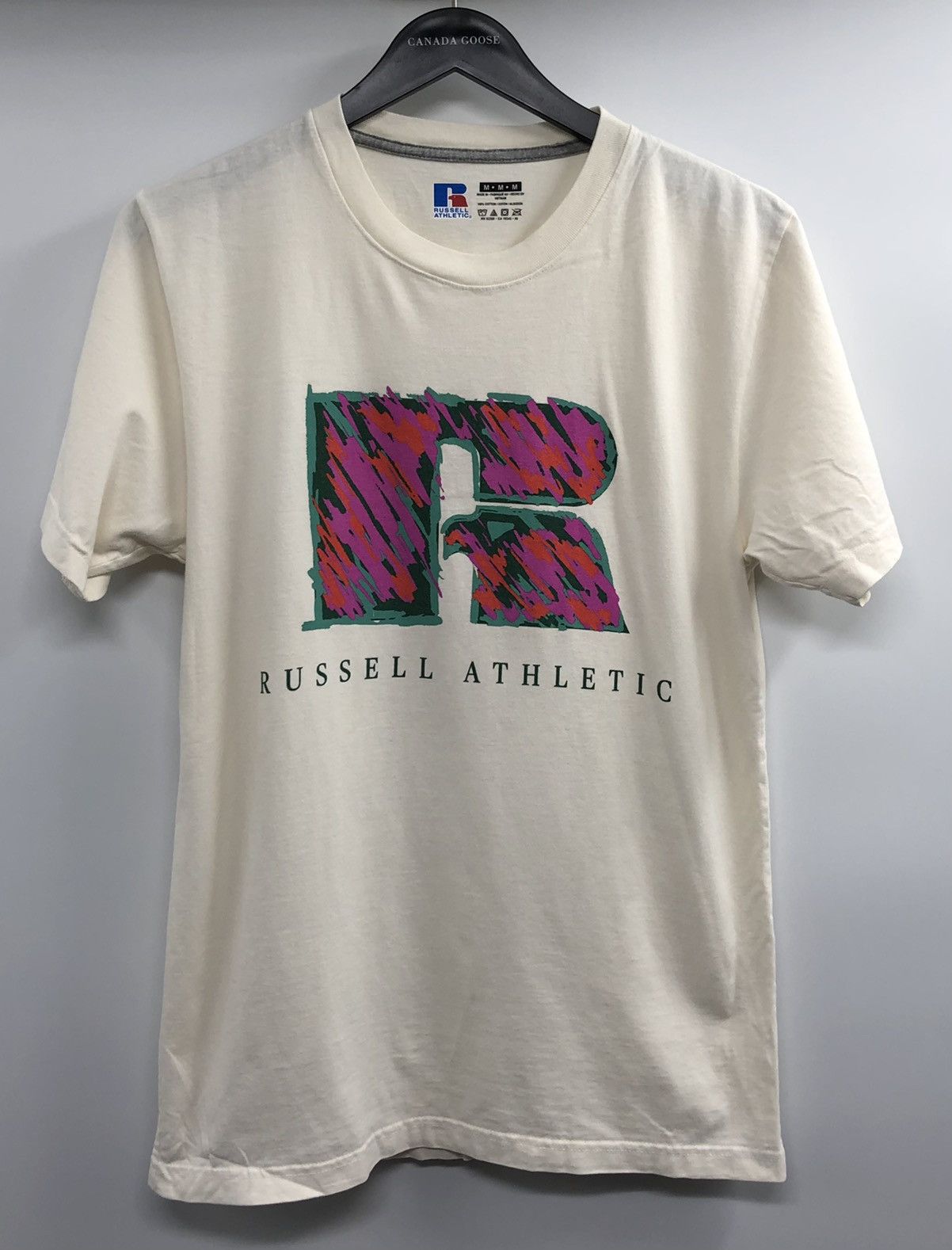 Athletic Russell Athletic Retro Logo Beige T Shirt Medium