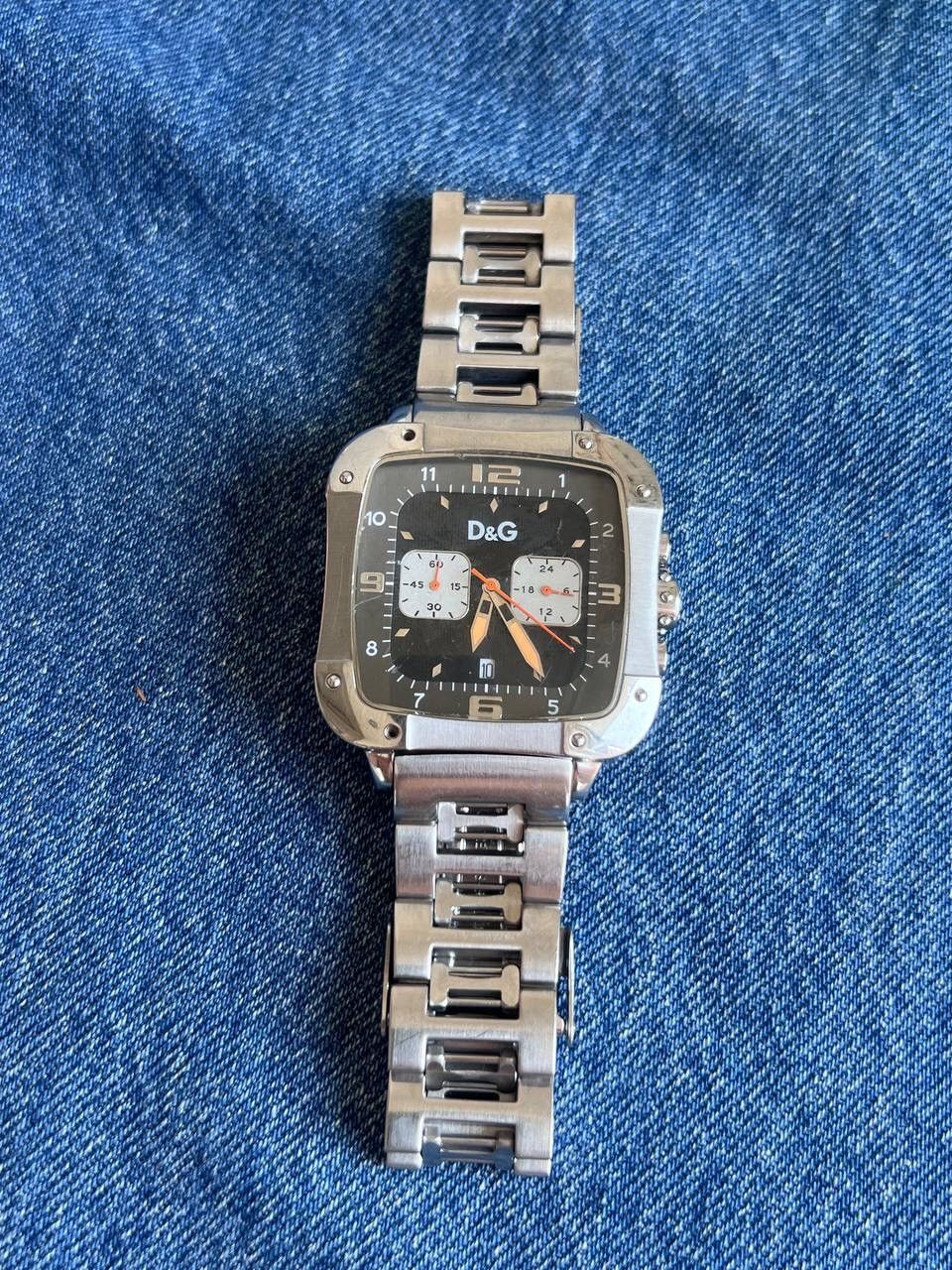 Dolce Gabbana D G Men S Metal Big Chunky Metal Steel Quartz Watch 2000s