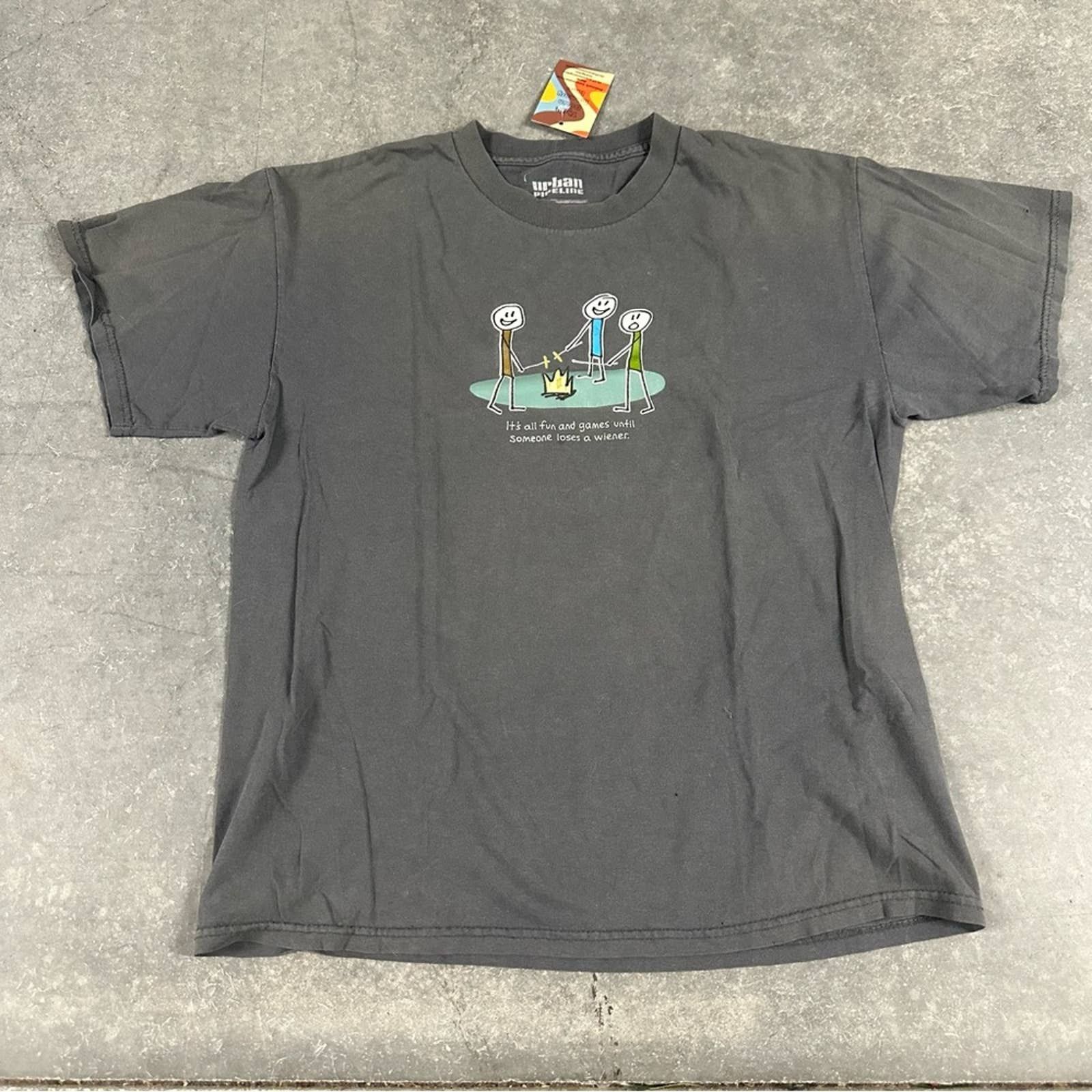 Vintage Y2k Urban Pipeline Graphic Humor Camping Shirt L