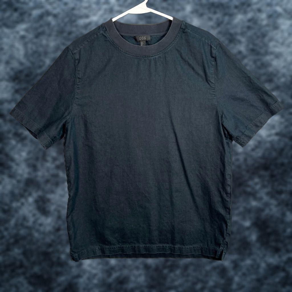 Cos T Shirt Mens Black Cotton Hemp Blend Short Sleeve Adult Small Crew Neck 2020s Summer Spring Hoodie, Sweatshirt