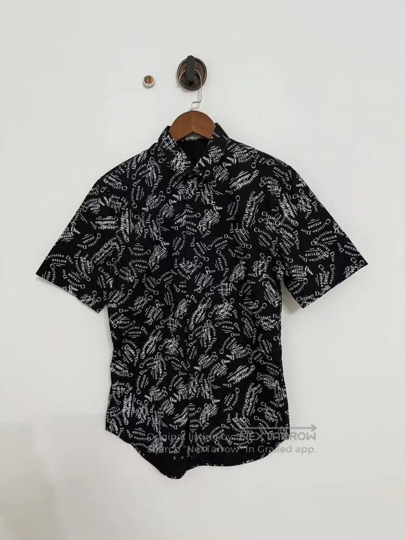 Dior Size38 Black Full Print Slogan Logo Shirt Short Sleeve Hoodie, Sweatshirt | FlexRushtees.com