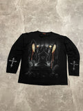 Ed Hardy Vintage Black Metal Vampire Cross Full Print Long Sleeve