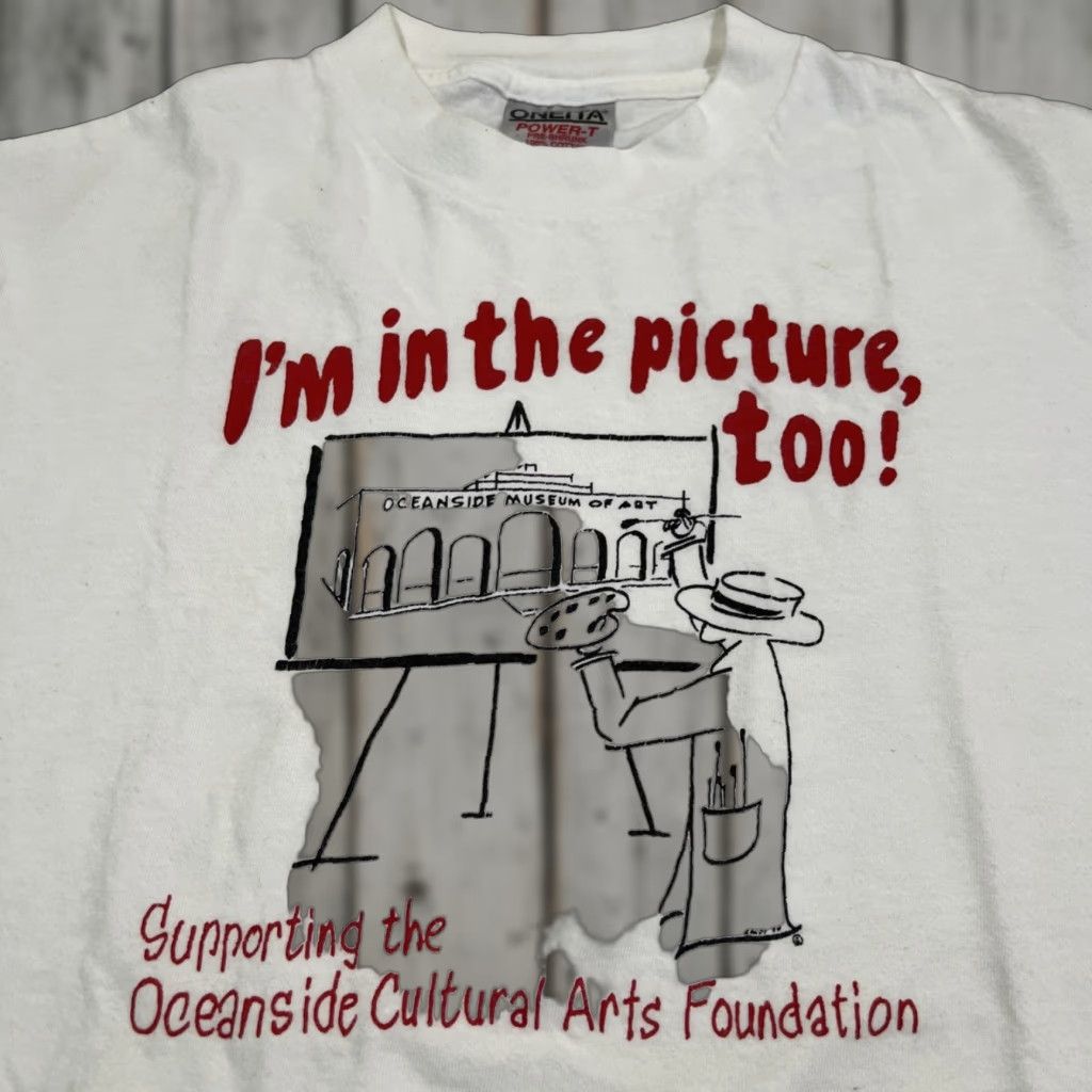 Vintage Oceanside Museum Arts Foundation T Shirt Men S M White Short Sleeve Crew Neck Graphi Hoodie, Sweatshirt
