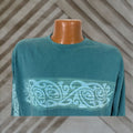 Vintage Crazy Shirts Men Hawaiian T Shirt Long Sleeve Crew Neck Teal Green Graphic Print 2010 2019 B