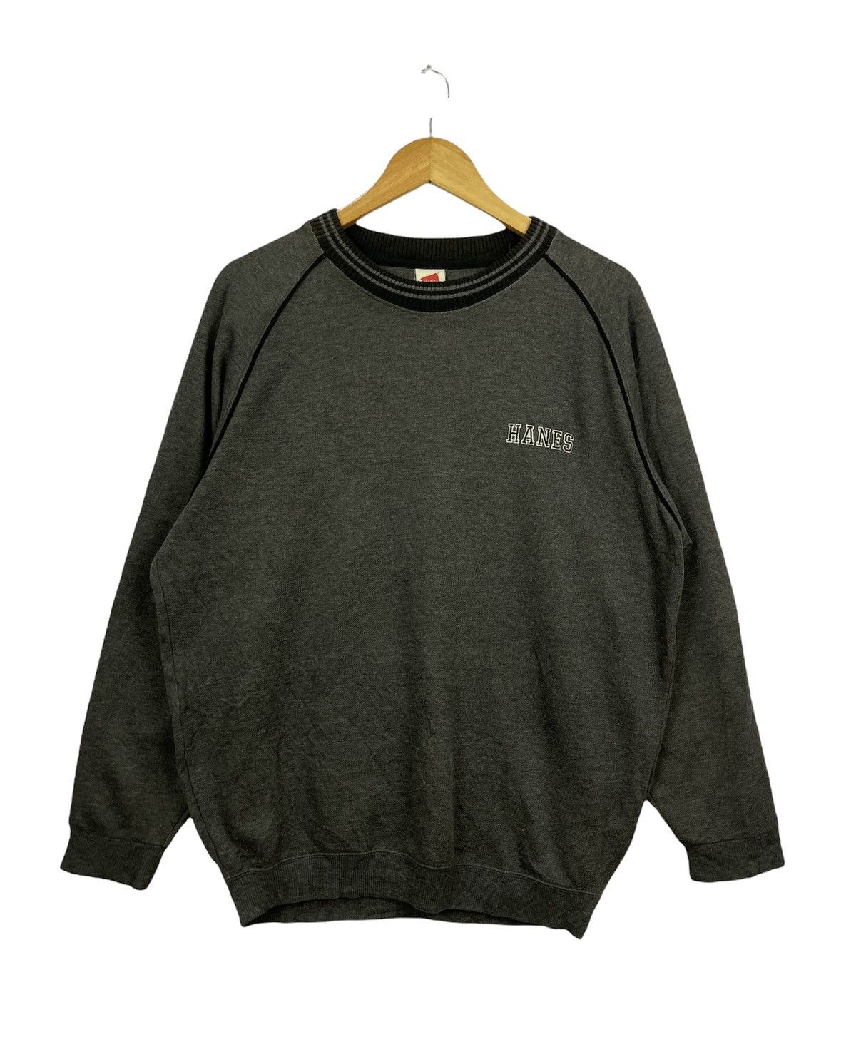 Vintage Hanes Small Logo Sweatshirt Grey Large