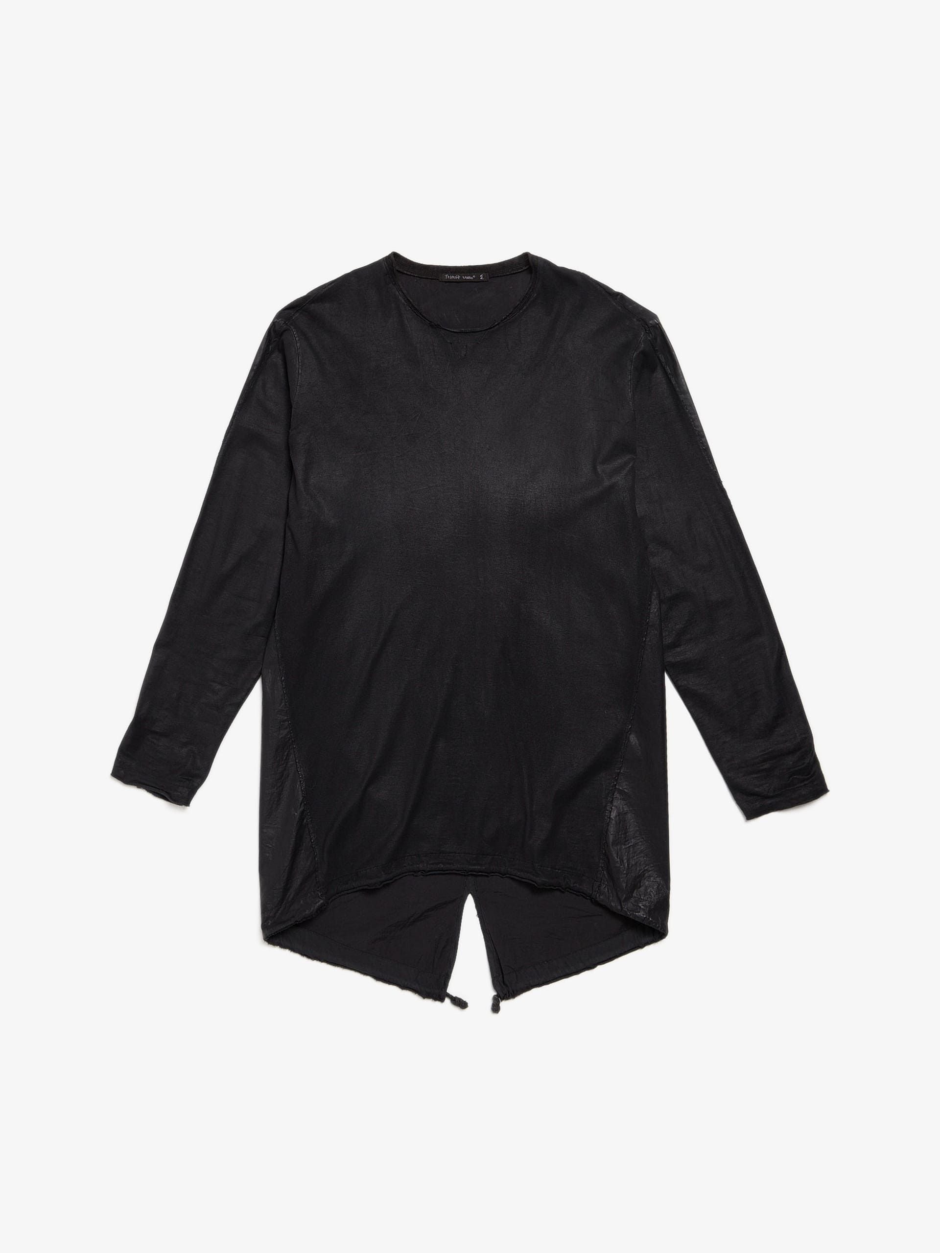 Transit Sample Black Waxed Reversed Seam And Fishtail Detailed Cotton Longsleeve T-Shirts, Hoodie, Sweatshirt