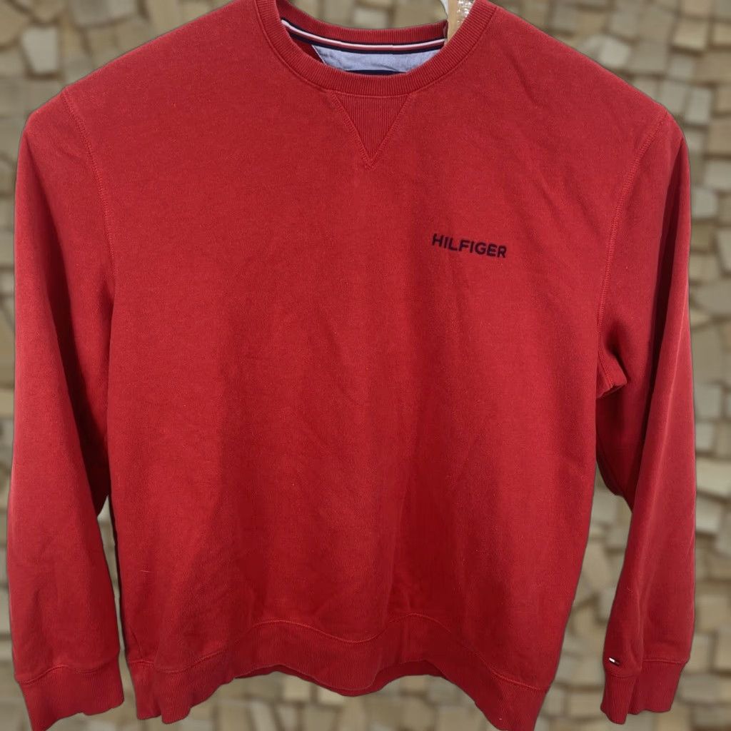 Hilfiger Vintage Tommy Hilfiger Sweatshirt Pullover Crewneck 2xl Red Spellout Mens Regular Xxl T-Shirts, Hoodie