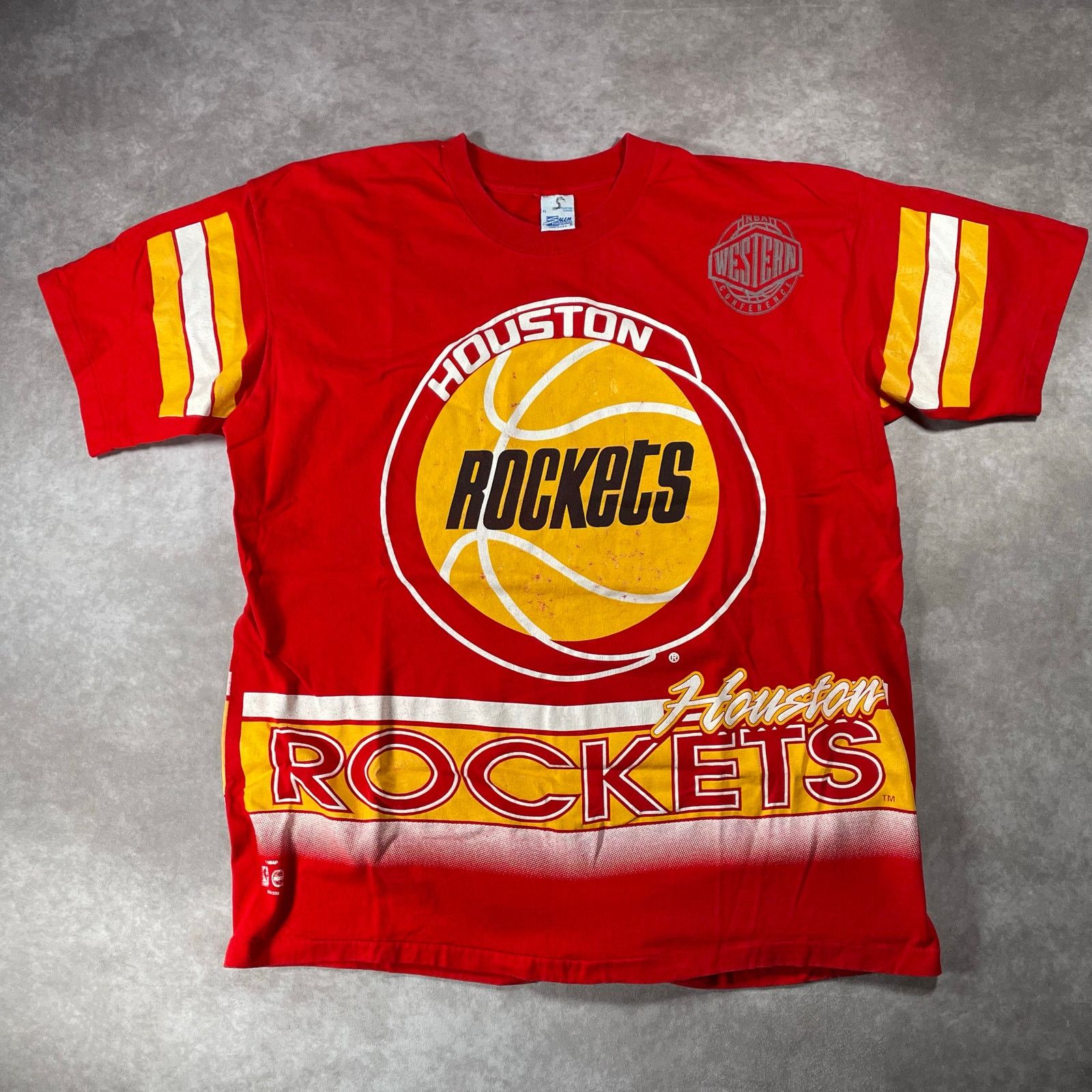 Vintage 90 S Houston Rockets Basketball All Over Graphic T Shirt Hoodie, Sweatshirt | FlexRushtees.com