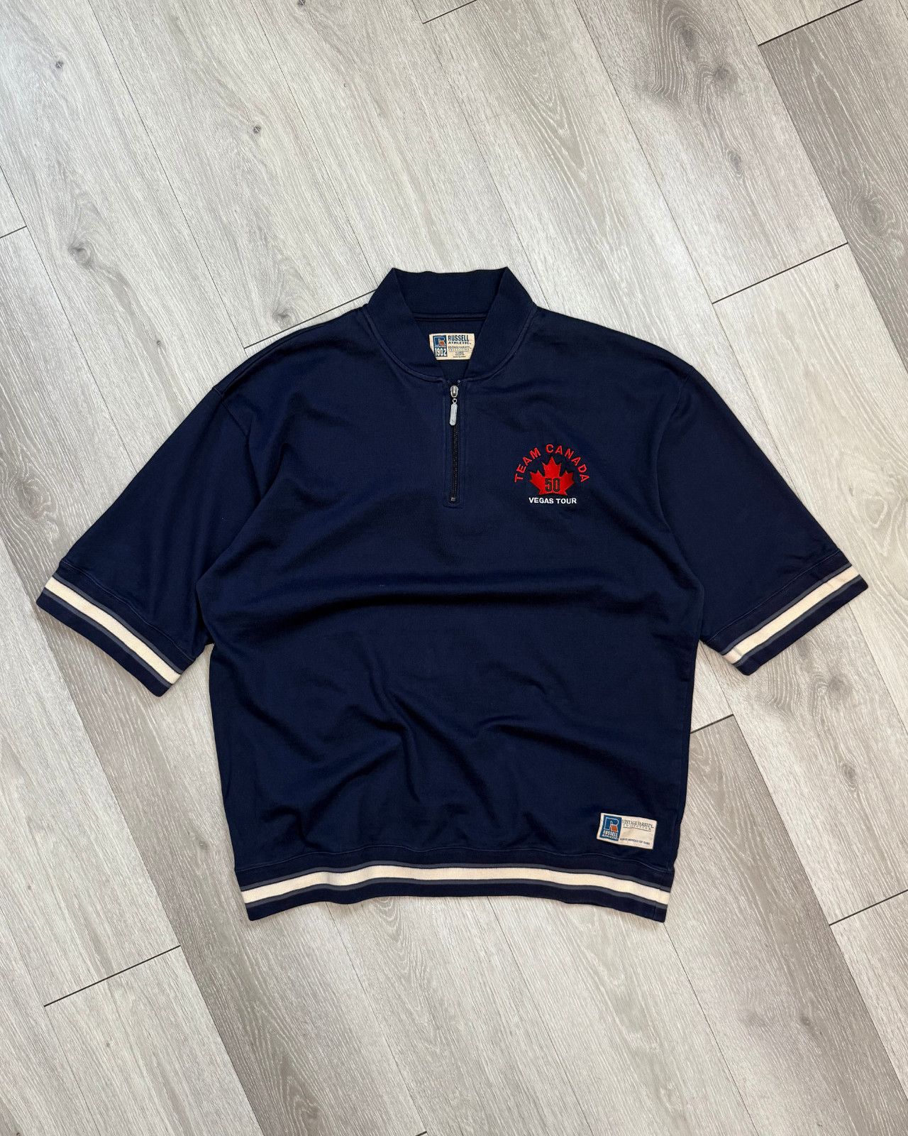 Vintage Russell Athletic Team Canada 1 4 Zip T Shirt Xl