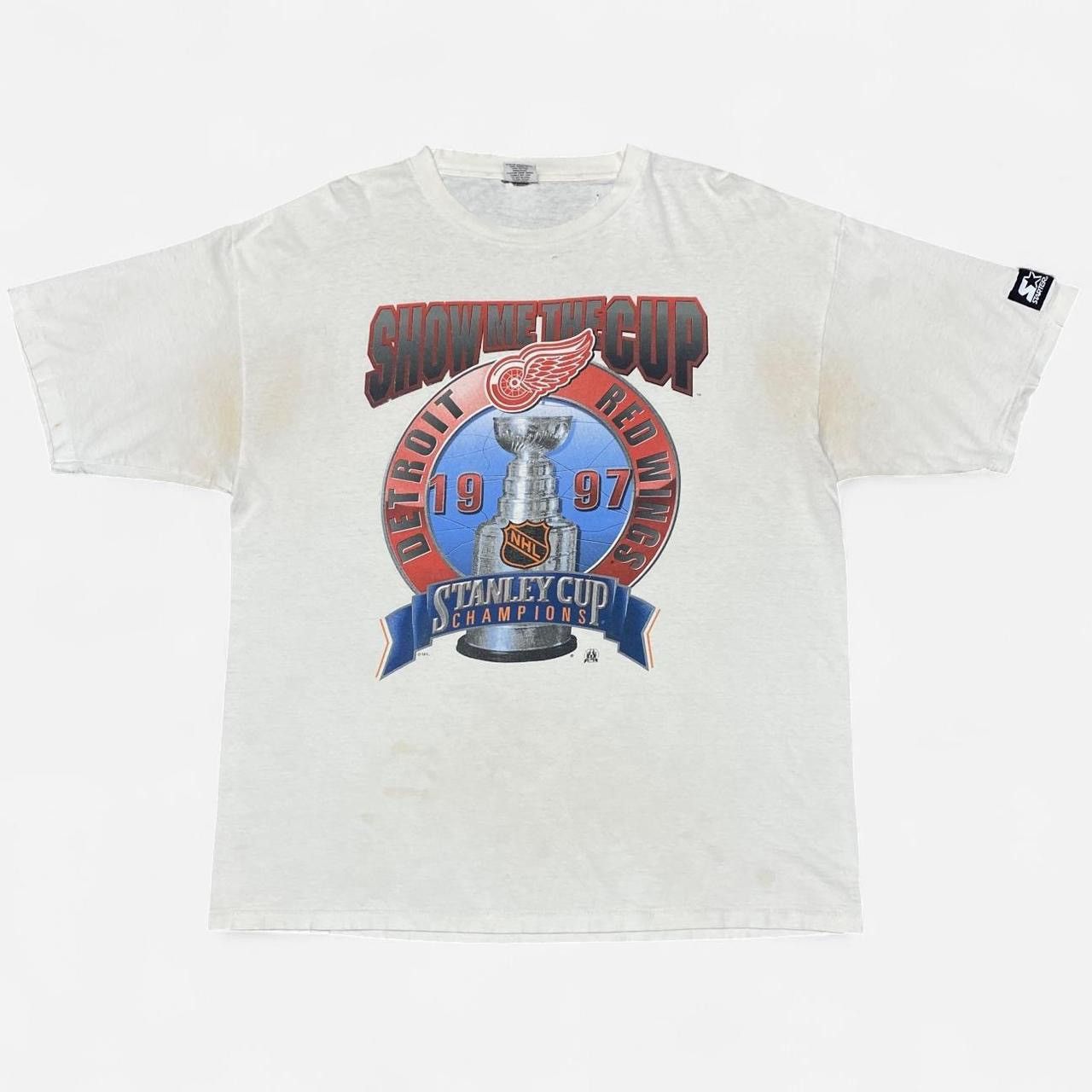 1997 Starter Detroit Redwings Show Me The Cup Champions Tee