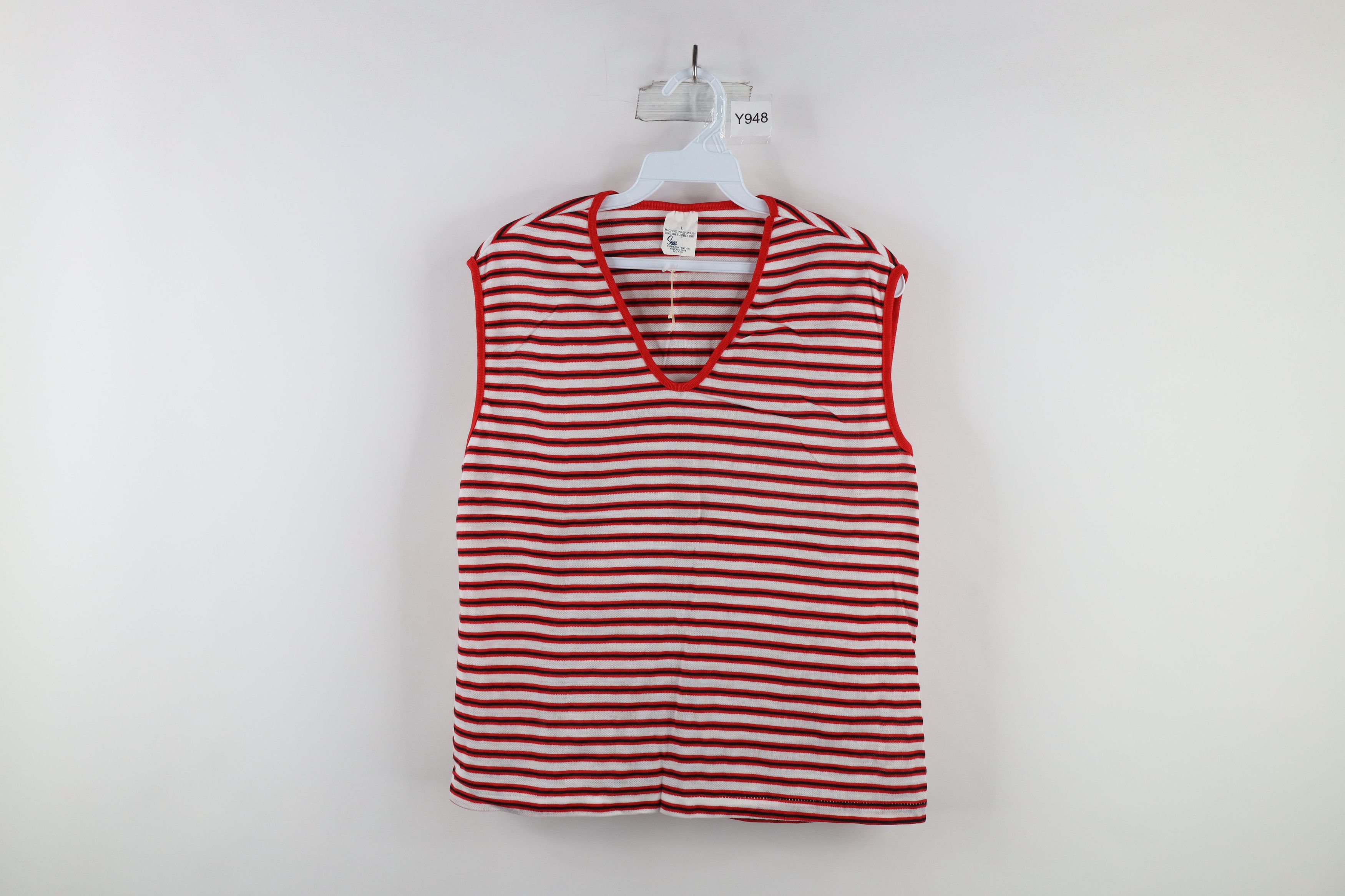 Deadstock Vintage 70s Streetwear Sleeveless T Shirt Usa Red