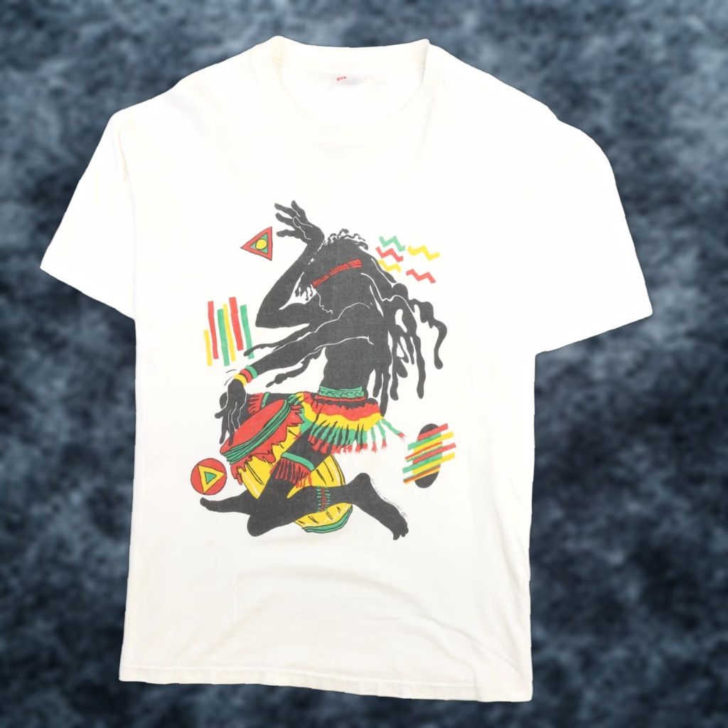 Hanes Vintage Jamaica Tribal Reggae T Shirt Xl White Hanes Men S T Shirt 90s Front Graphic 90s Mens
