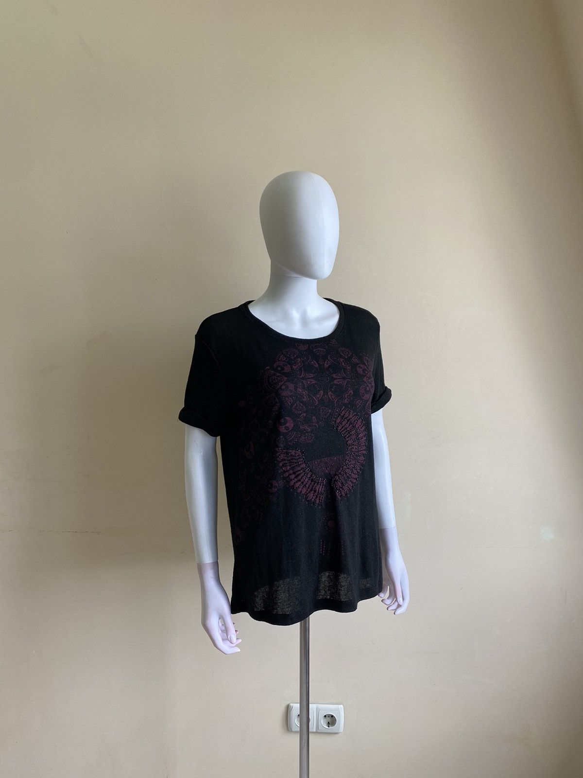 Barcelona Custo Barcelona Womens Black Short Sleeve Top Size S