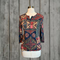 Ralph Lauren Vintage Lauren Ralph Lauren Hanley Tee Aztec Southwestern 90s Geometric Cotton Blue Sma