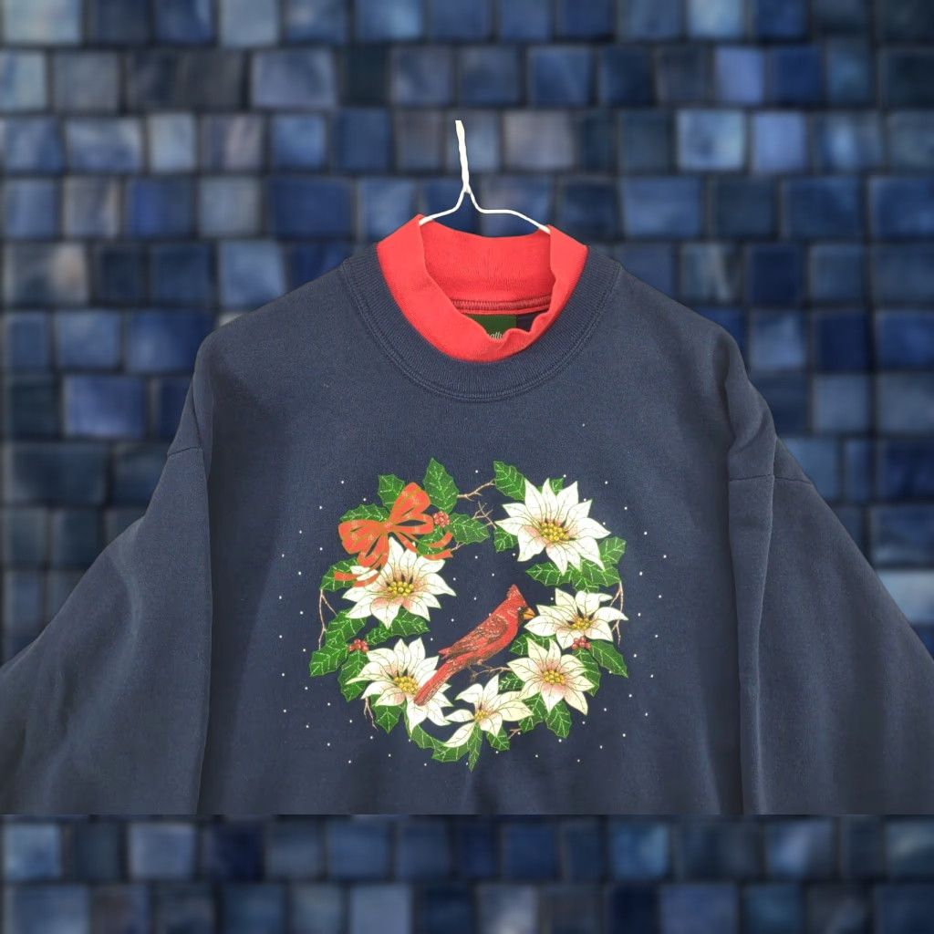 Vintage Jerzees Christmas Winter Cardinal Sweatshirt Xl Usa Jerzees Cardinal Christmas Sweat T-Shirts, Hoodie