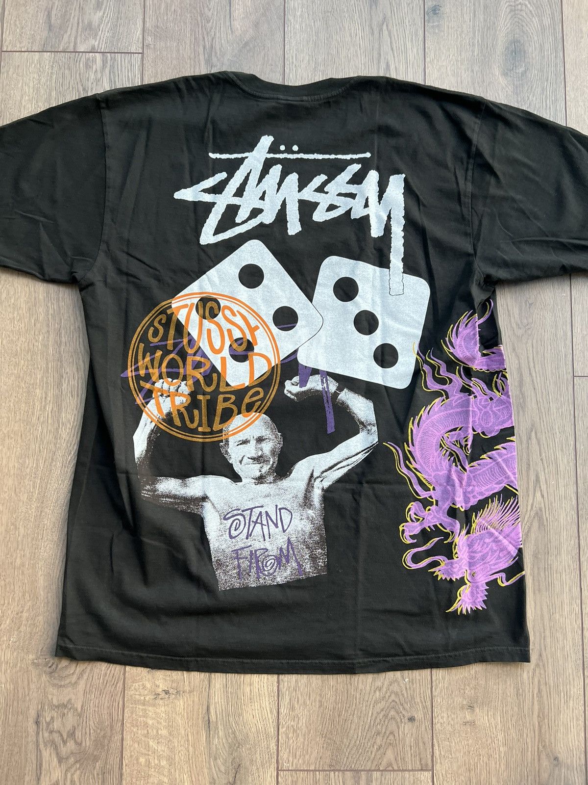 Stussy Strike Pigment Dyed Tee Large Black Hoodie, Sweatshirt | FlexRushtees.com