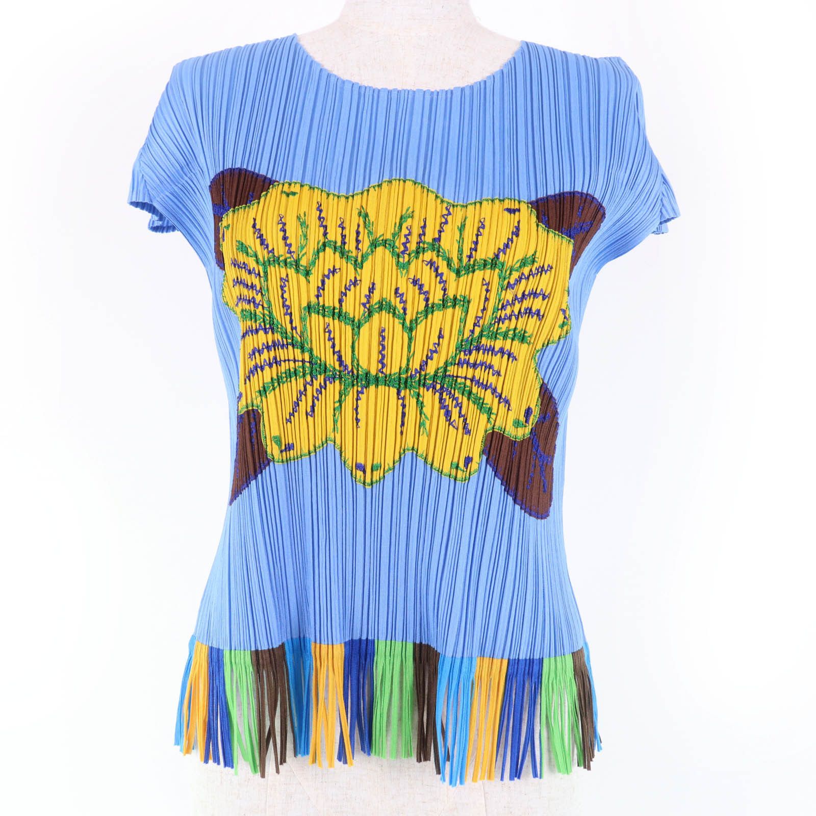 Miyake Issey Miyake Pleats Please Tropical Flower With Fringe T Shirt Cotton T Shirts Pp91 Jk5