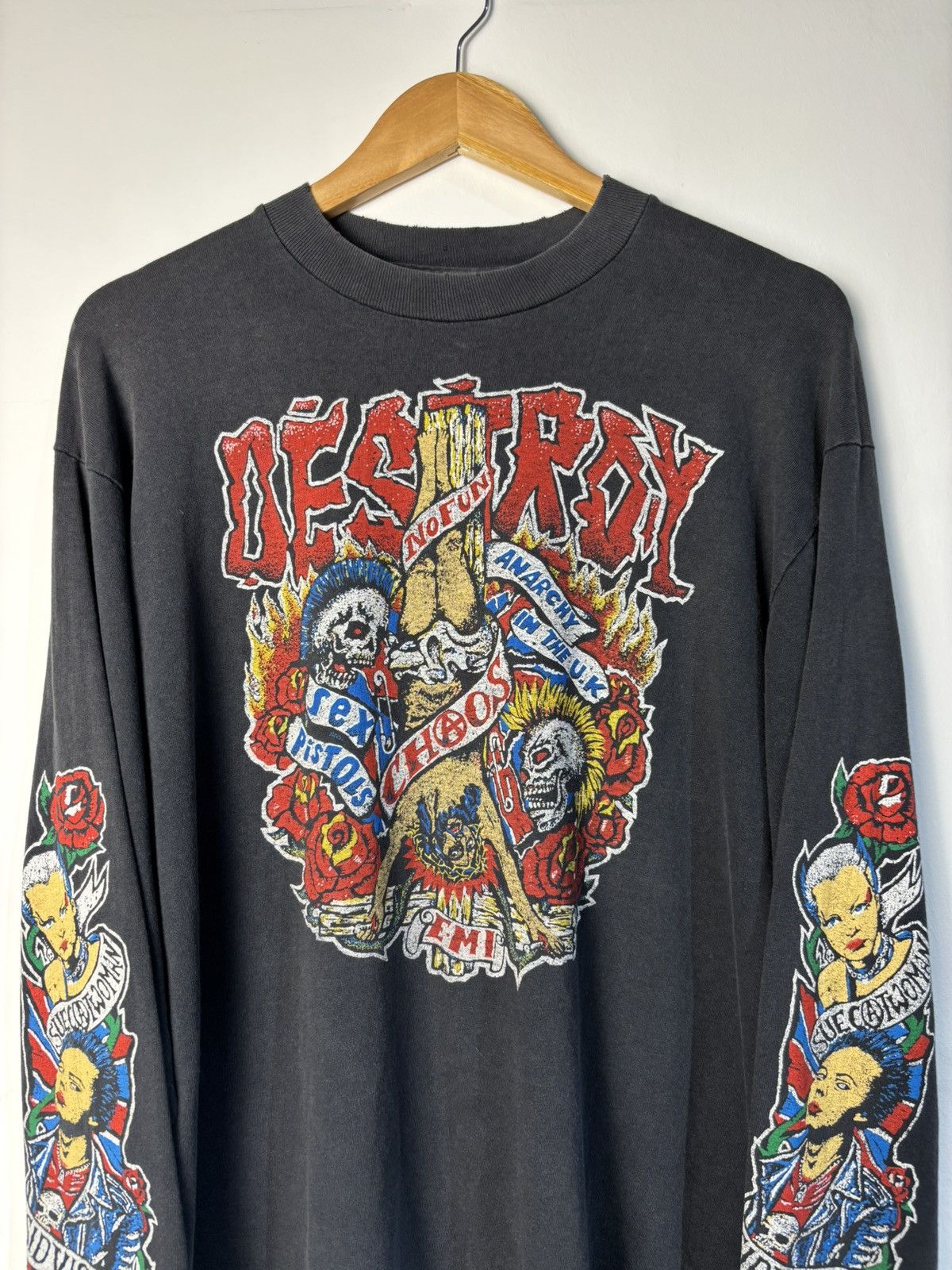 Band Tees Vintage 90 S Destroy Sex Pistol Hoodie, Sweatshirt | FlexRushtees.com