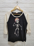 Japanese Brand Spinbox Skeleton Embroidery 3 Quater Tee