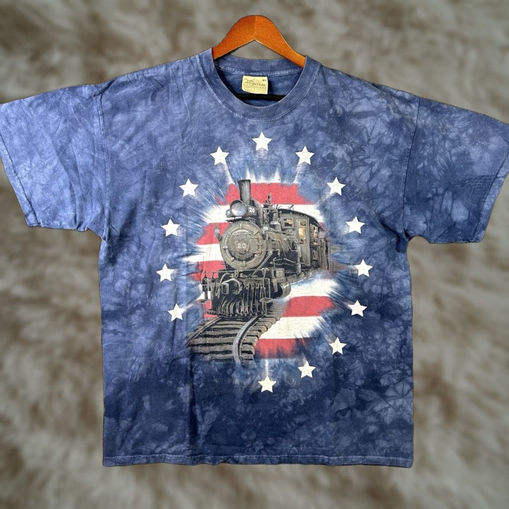 Mountain Vintage The Mountain T Shirt Mens Xl Freedom Train Blue