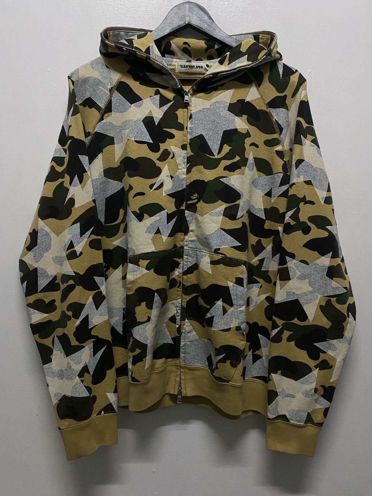 Bape Bapesta Star Logo Pattern Bape Full Zip 1st Yellow Camo Nigo
