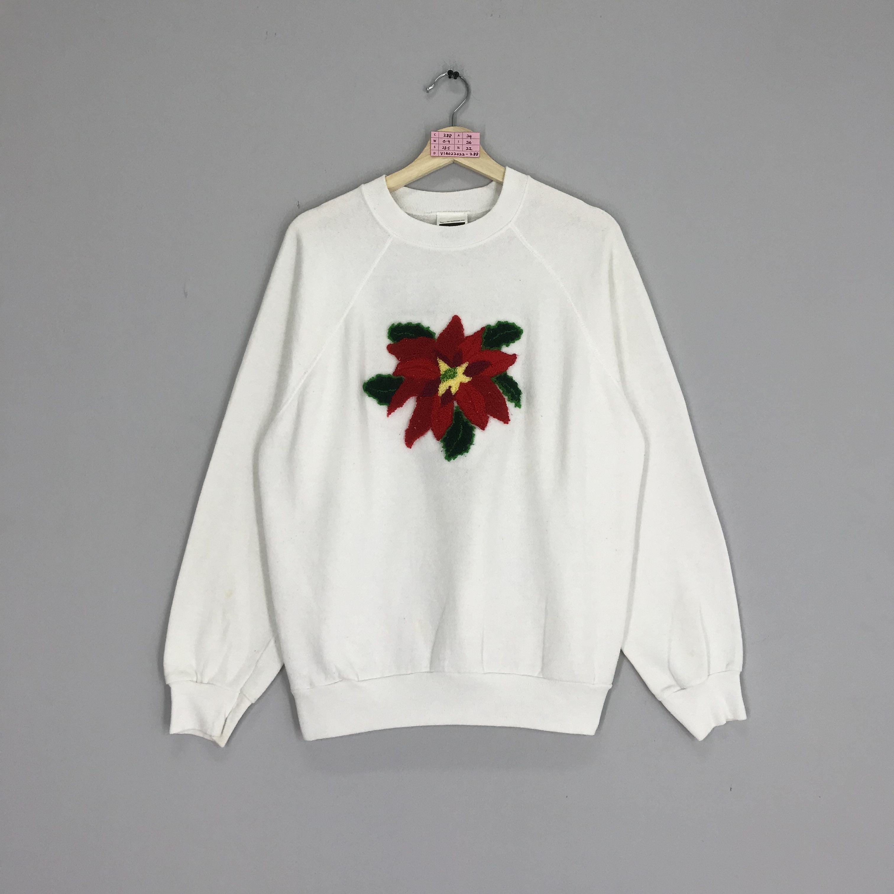 Vintage 90s Poinsettia Flower Graphic Sweatshirt T-Shirts, Hoodie | FlexRushtees.com