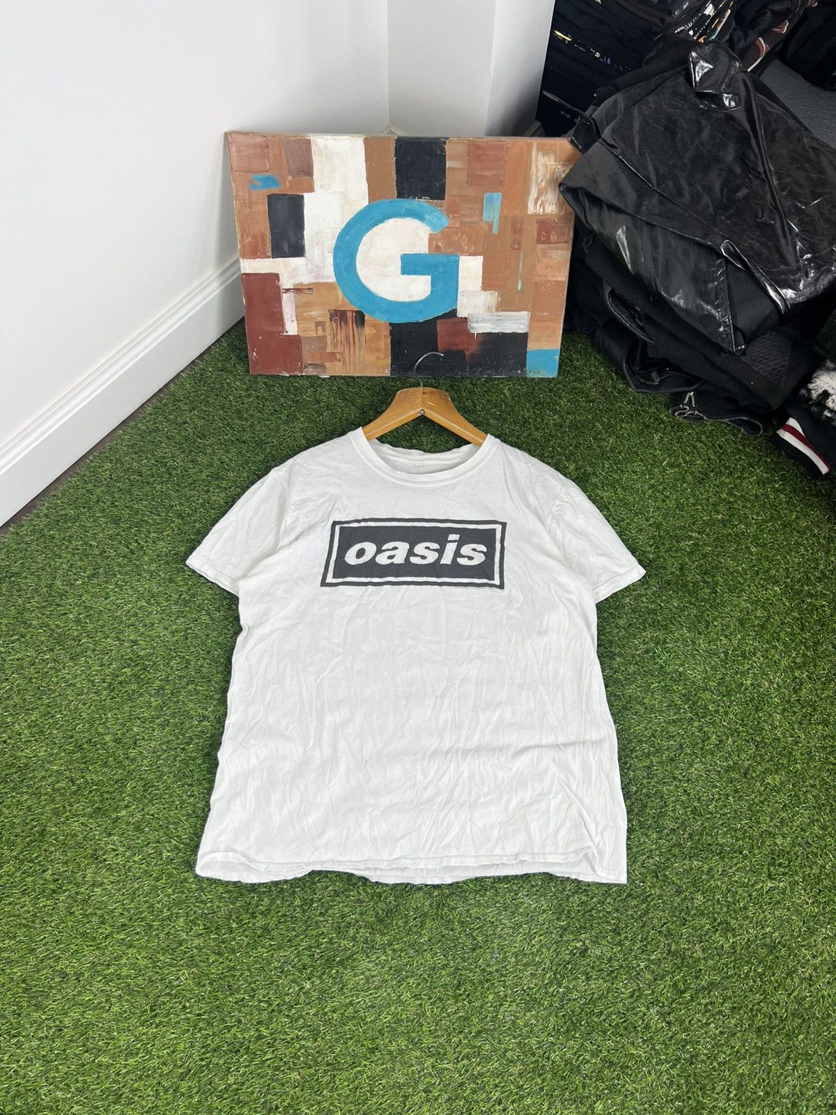 Band Tees Oasis T Shirt Box Logo Britpop Band Tee Hoodie, Sweatshirt | FlexRushtees.com