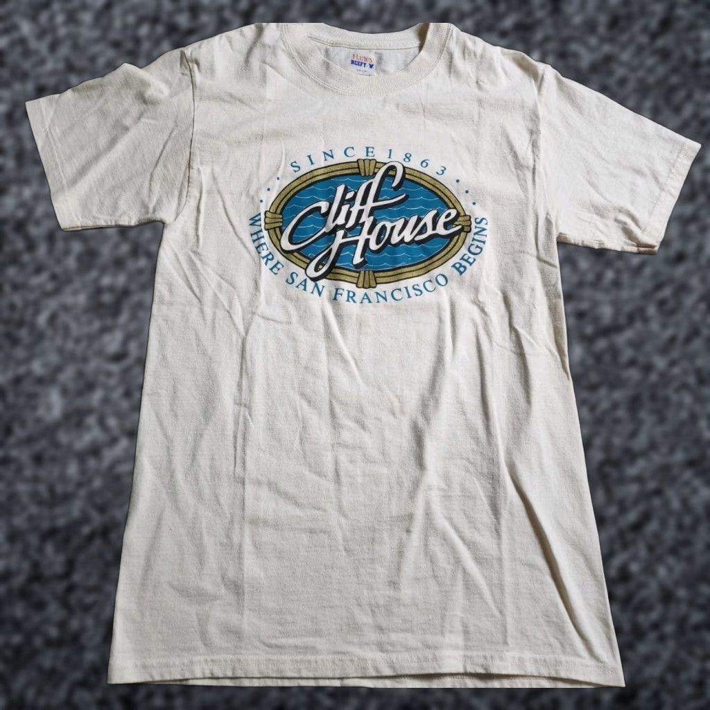 Vintage Hanes Retro Graphic Tee T Shirt Men S Small Beige Double Sided San Francisco Ca Mark T Hoodie, Sweatshirt