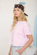 Boxy Fit Henley Short Sleeve Knit Top