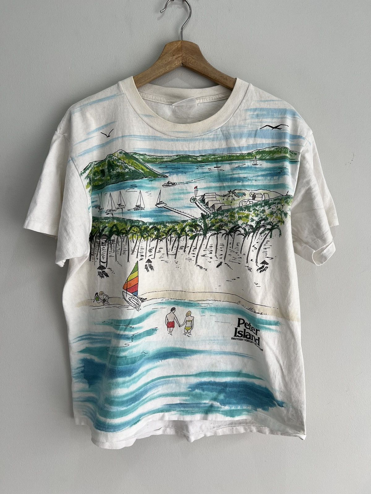 Vintage Peter Island Tee Shirt Ocean Swim Beach Aop